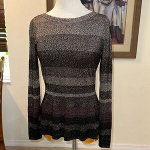 WHBM Color-Block Striped Long Sleeve Top Size XS